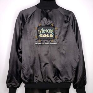 Apache Gold Hotel Casino Satin Bomber Jacket Vintage 80s Native American